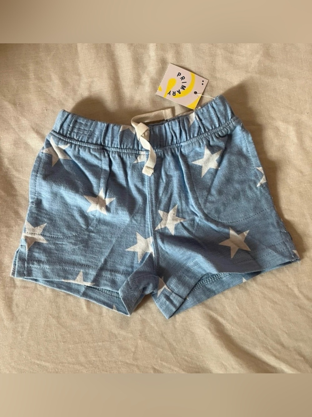 Primary Baby Boys 100% Cotton Blue & White Star Shorts Size 0-3 Months